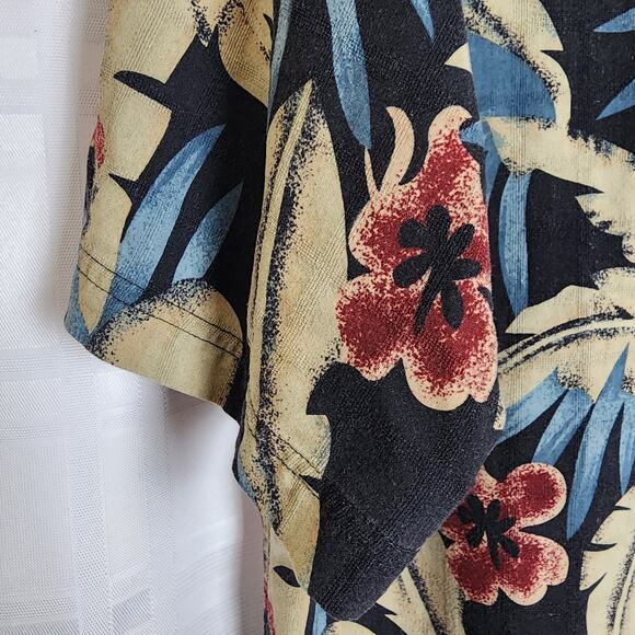 Haggard 100% Silk Shortsleeve Mens Shirt XL - Tropical Print Button Down Pocket - Picture 4 of 7